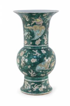 Chinese Jingdezhen Tri Color Phoenix Tail Porcelain Vase - 4198537