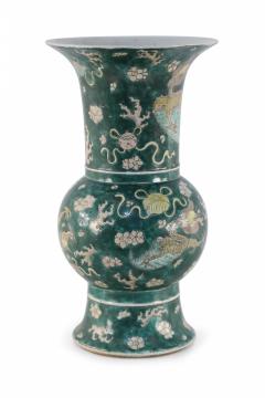 Chinese Jingdezhen Tri Color Phoenix Tail Porcelain Vase - 4198542