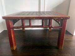 Chinese Lacquered Wood Table Stone Top with Carved Prose - 2741427