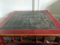 Chinese Lacquered Wood Table Stone Top with Carved Prose - 2741428