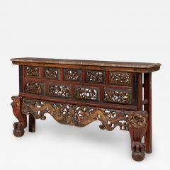 Chinese Lacquered and Marble Top Console Table - 4193703