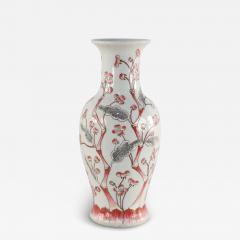 Chinese Light Gray and Red Cherry Blossom Tree Porcelain Vase - 4412638