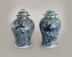 Chinese Mached Pair Blue and White Vases and Lids - 780059