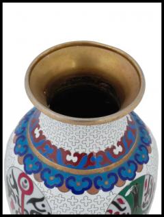 Chinese Mask Design Cloisonne Enamel Over Brass Vase - 3904257