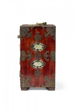 Chinese Mid Century Inlaid Metal 4 Drawer Jewelry Box Cabinet - 4667189