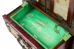 Chinese Mid Century Inlaid Metal 4 Drawer Jewelry Box Cabinet - 4667196