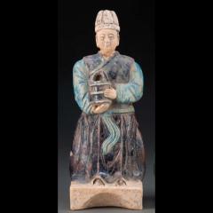 Chinese Ming Dynasty Glazed Pottery Attendants - 3065098