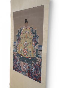 Chinese Ming Dynasty Style Paper and Silk King Portrait Hanging Scrolls - 4409018