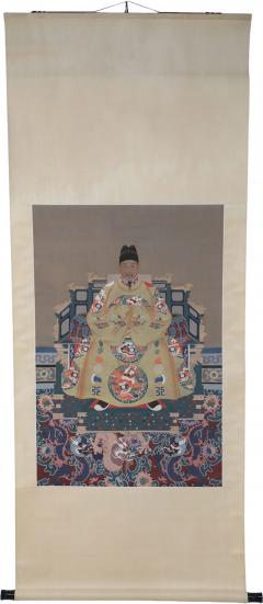 Chinese Ming Dynasty Style Paper and Silk King Portrait Hanging Scrolls - 4412674