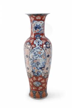 Chinese Monumental Imari Style Orange White and Blue Porcelain Urn - 4408606