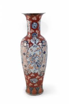 Chinese Monumental Imari Style Orange White and Blue Porcelain Urn - 4408607