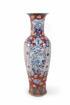 Chinese Monumental Imari Style Orange White and Blue Porcelain Urn - 4408608