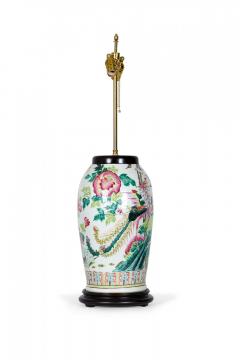 Chinese Multi Colored Famille Rose and Bird Design Porcelain Vase Table Lamp - 4170862