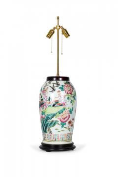 Chinese Multi Colored Famille Rose and Bird Design Porcelain Vase Table Lamp - 4170866