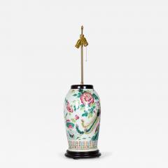 Chinese Multi Colored Famille Rose and Bird Design Porcelain Vase Table Lamp - 4193768