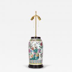 Chinese Multi Colored Famille Rose and Bird Design Porcelain Vase Table Lamp - 4193772