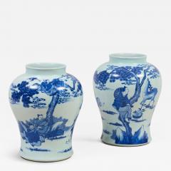 Chinese Near Pair 19th Century Blue and White Vases - 4688793