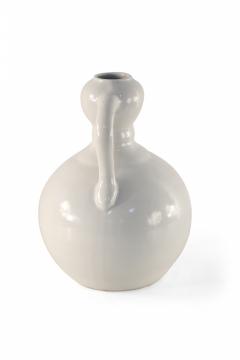 Chinese Off White Gourd Shaped Double Ear Porcelain Vase - 4198547