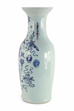 Chinese Off White and Blue Symbol Patterned Porcelain Urn - 4200392
