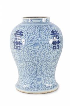 Chinese Off White and Light Blue Vine Motif Porcelain Urn Vase - 4198402
