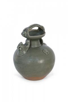 Chinese Olive Green Handled Porcelain Jug - 4655476