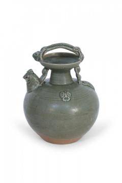 Chinese Olive Green Handled Porcelain Jug - 4655477