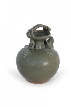 Chinese Olive Green Handled Porcelain Jug - 4655480