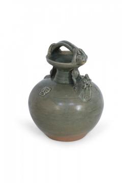 Chinese Olive Green Handled Porcelain Jug - 4655482