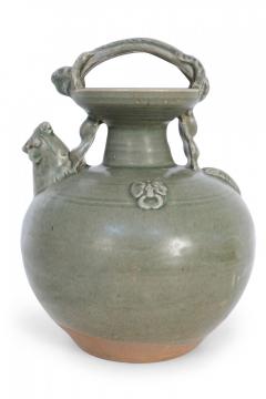 Chinese Olive Green Handled Porcelain Jug - 4655485
