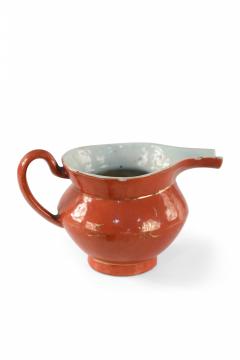 Chinese Orange and Gold Botanical Porcelain Pitcher - 4517650