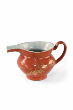 Chinese Orange and Gold Botanical Porcelain Pitcher - 4522253