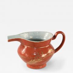 Chinese Orange and Gold Botanical Porcelain Pitcher - 4522254