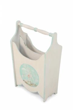 Chinese Painted White Wooden Magazine Rack - 4520694