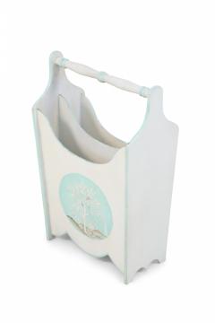 Chinese Painted White Wooden Magazine Rack - 4520698