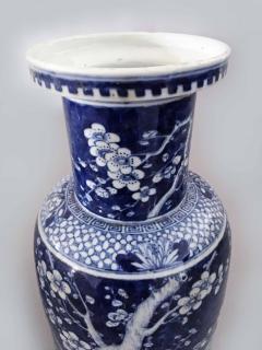 Chinese Pair Blue and White Porcelain Rouleau Vases - 1003078