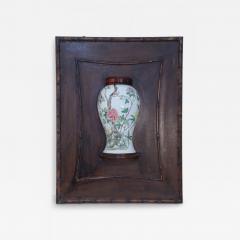 Chinese Porelain Famille Rose Vase and Wood Wall Plaque - 4692583