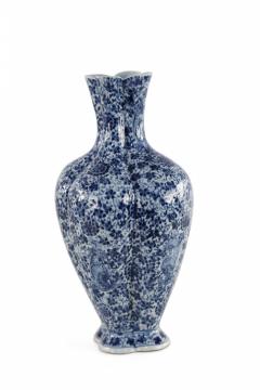 Chinese Qing Dynasty Style Lobed Blue Floral Porcelain Vase - 4198458