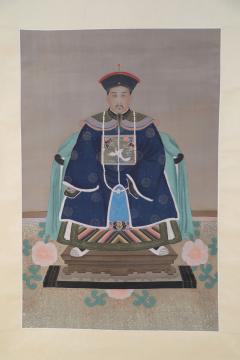 Chinese Qing Dynasty Style Paper and Silk King Portrait Hanging Scrolls - 4672113