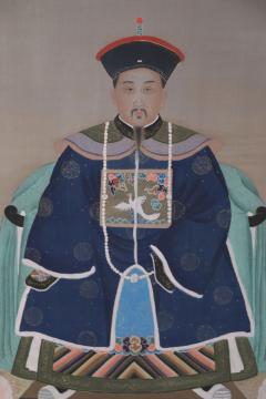 Chinese Qing Dynasty Style Paper and Silk King Portrait Hanging Scrolls - 4672114