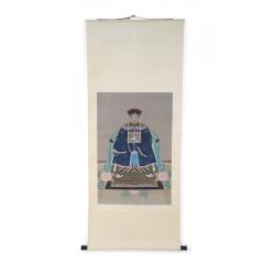 Chinese Qing Dynasty Style Paper and Silk King Portrait Hanging Scrolls - 4717094