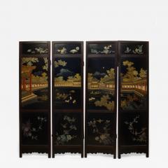 Chinese Quing Dynasty Polychrome Lacquered 4 Fold Screen - 2801128