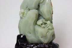 Chinese Rare Carved Celadon Jade Scholar Stone Mountain Monkeys at Play China - 2049612