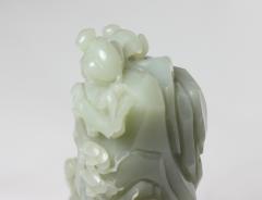 Chinese Rare Carved Celadon Jade Scholar Stone Mountain Monkeys at Play China - 2049616