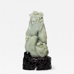 Chinese Rare Carved Celadon Jade Scholar Stone Mountain Monkeys at Play China - 2050723