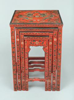 Chinese Red Lacquered Nest of Quarteto Tables - 450109