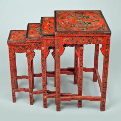 Chinese Red Lacquered Nest of Quarteto Tables - 450112