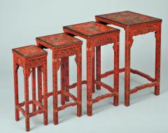 Chinese Red Lacquered Nest of Quarteto Tables - 450113