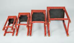 Chinese Red Lacquered Nest of Quarteto Tables - 450116