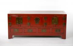 Chinese Red Lacquered Sideboard Low Center Table Four Drawers - 3056773