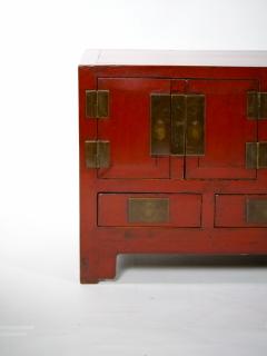 Chinese Red Lacquered Sideboard Low Center Table Four Drawers - 3056792